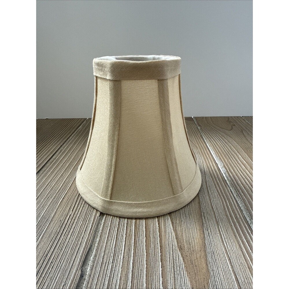 Tan Fabric Lamp Bell Shade. 5.5” Wide At Bottom, 3” At Top, & 5 1/8” Tall